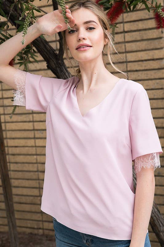 Chic Short Sleeve Lace Blouse 5016IMT