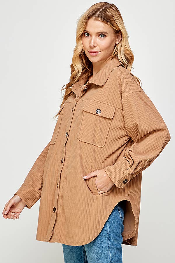 Corduroy Shacket with Pockets 5195XJK
