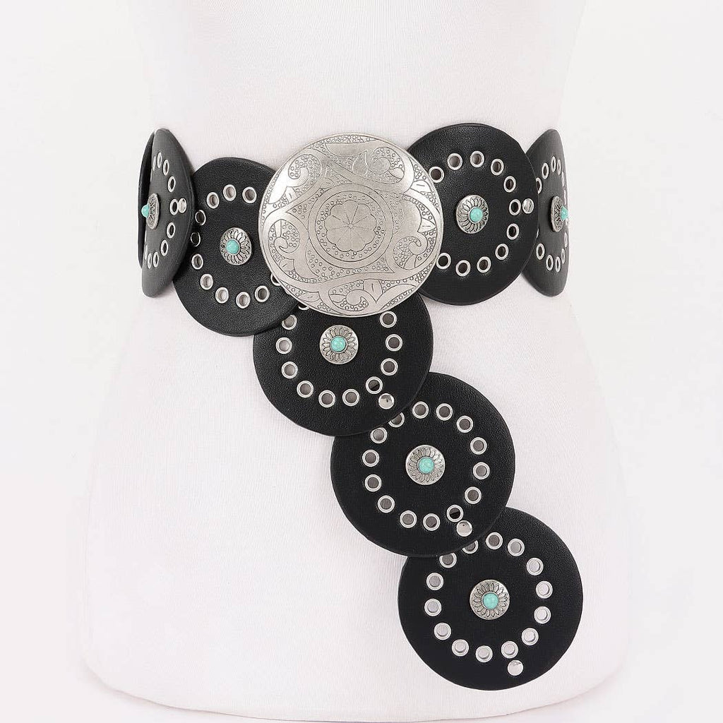 Faux Leather Disc Belt