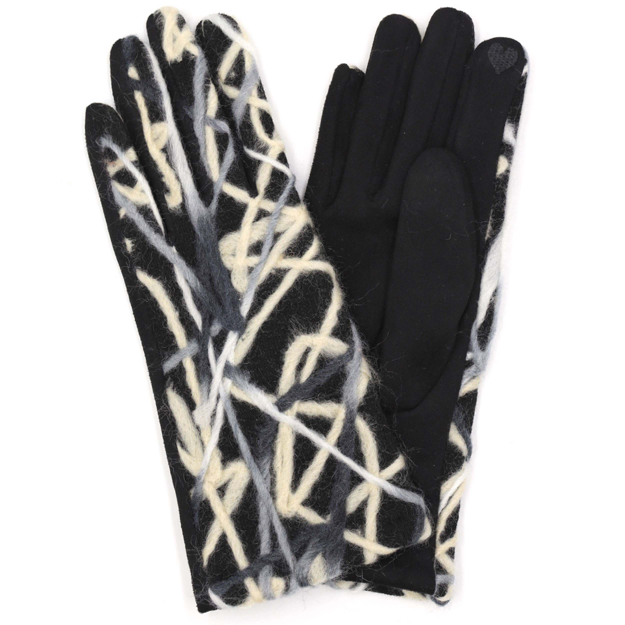 Abstract Multi Color Embroidered Smart Gloves