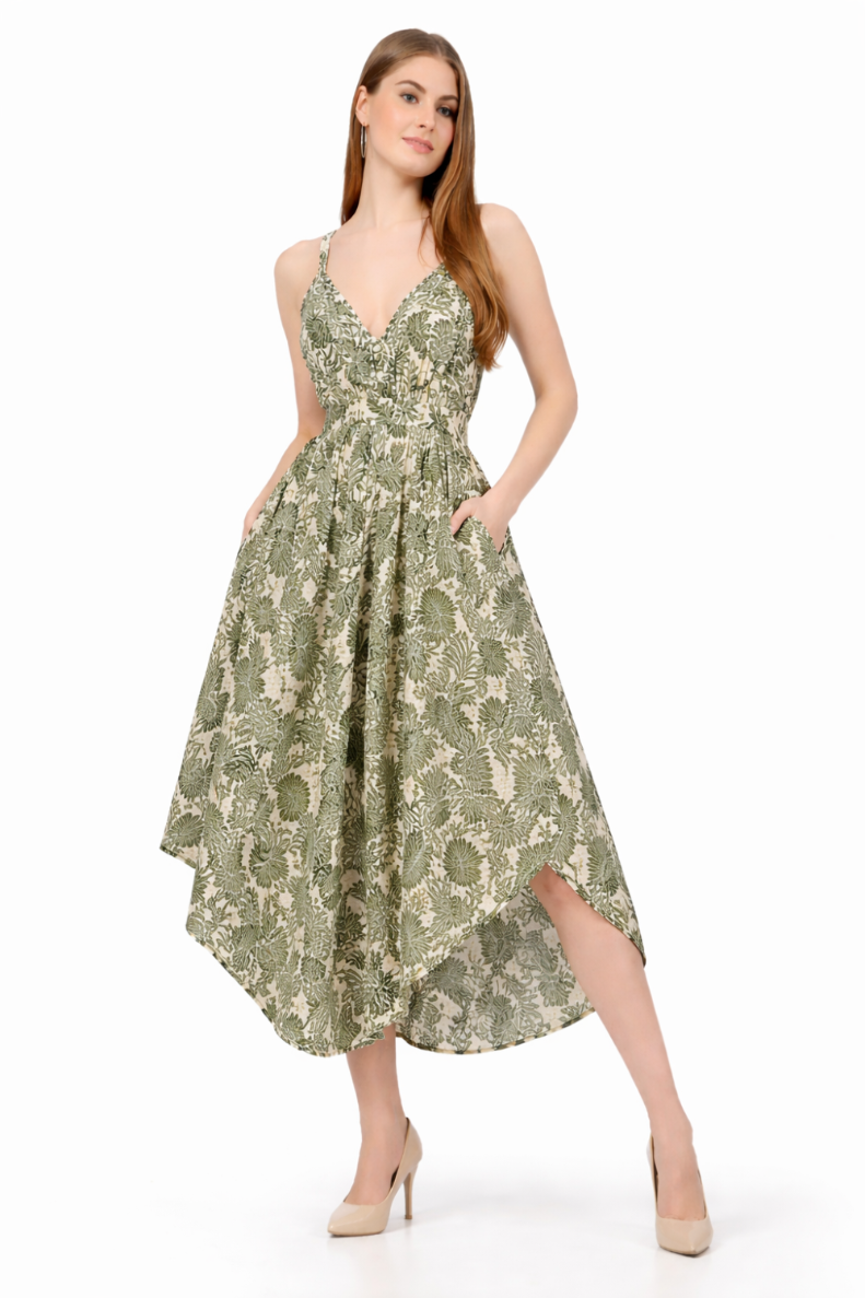 Women's Tropical Leaf Print Jumper – Asymmetrical Harem Jumpsuit Boho Style
