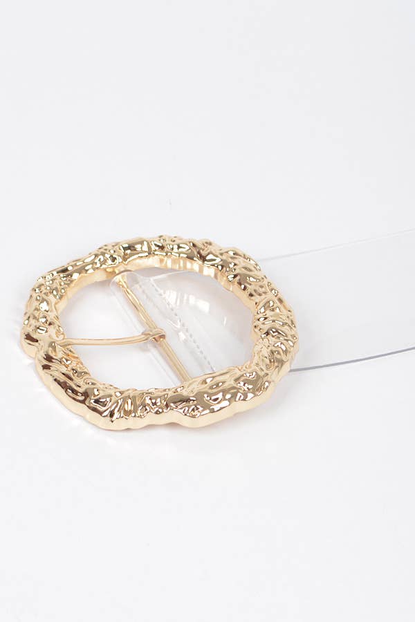 Big Vintage Round Metal Buckle Clear Plus Size Belt