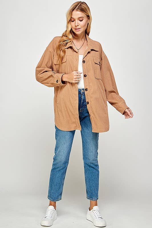 Corduroy Oversized Jacket with Pockets