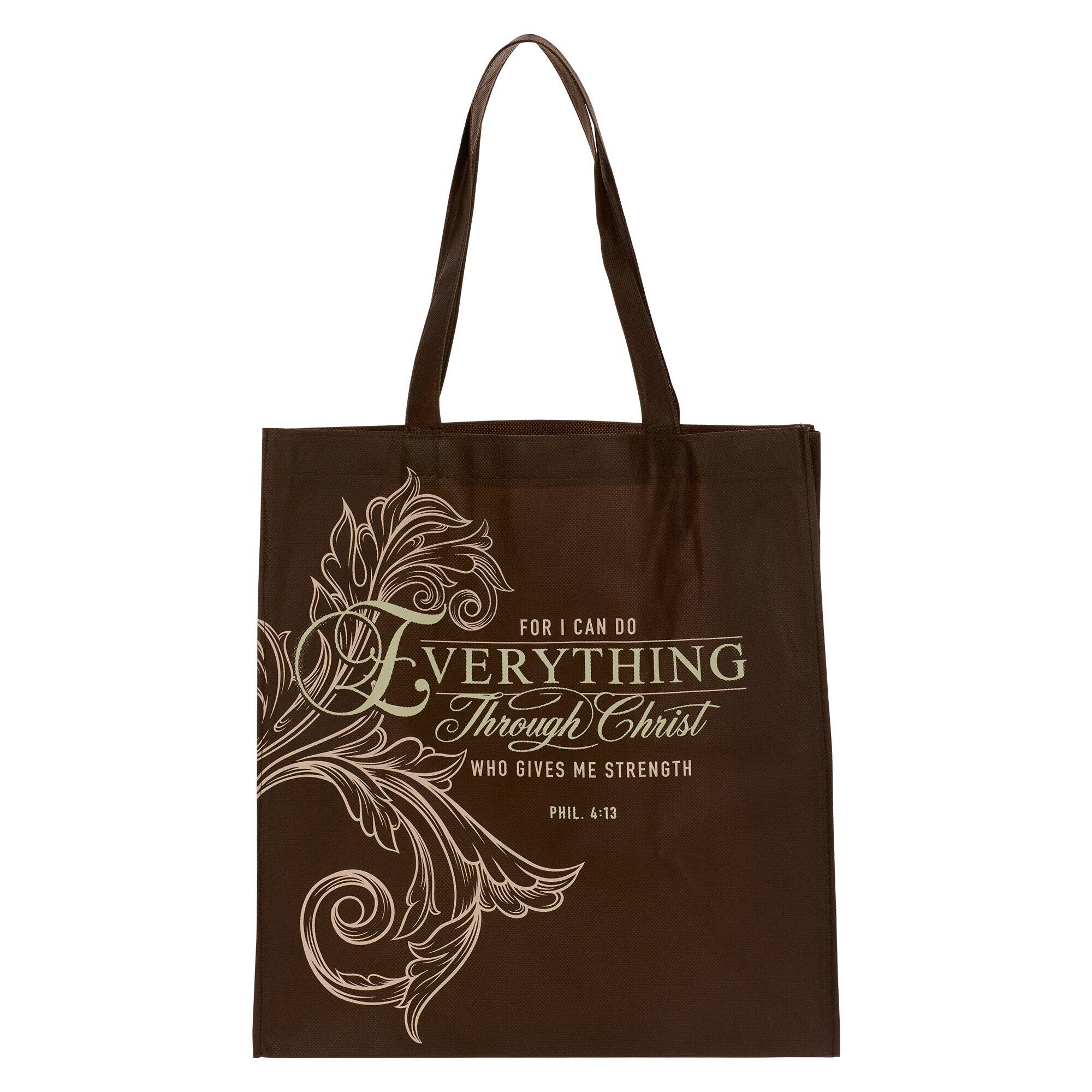 Tote Brown Everything Through Christ Phil. 4:13