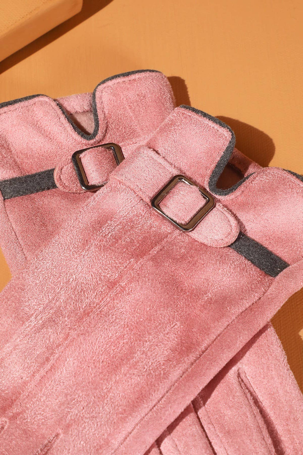 Faux Suede Band Smart Touch Gloves