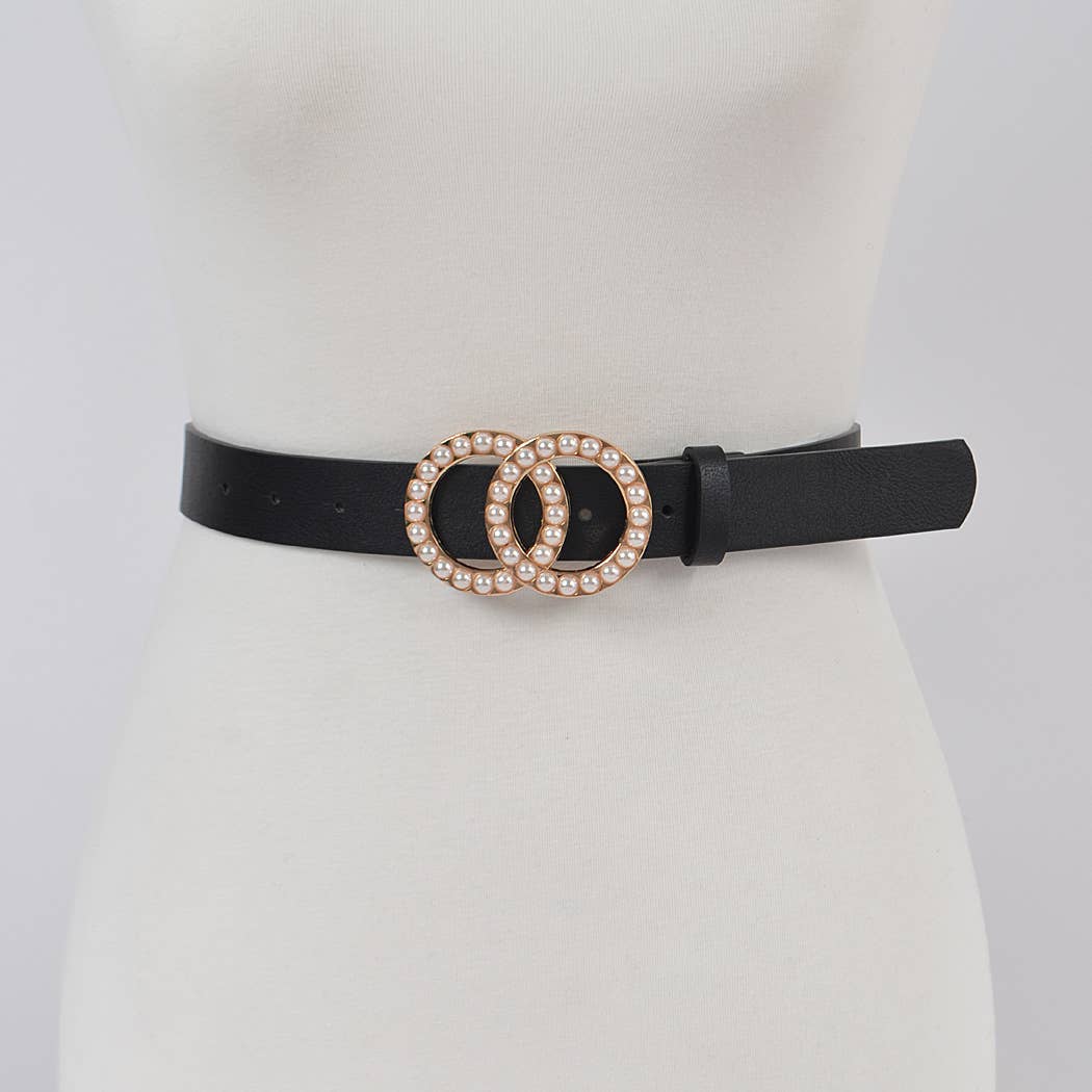 Double Loop Pearl Buckle Belt