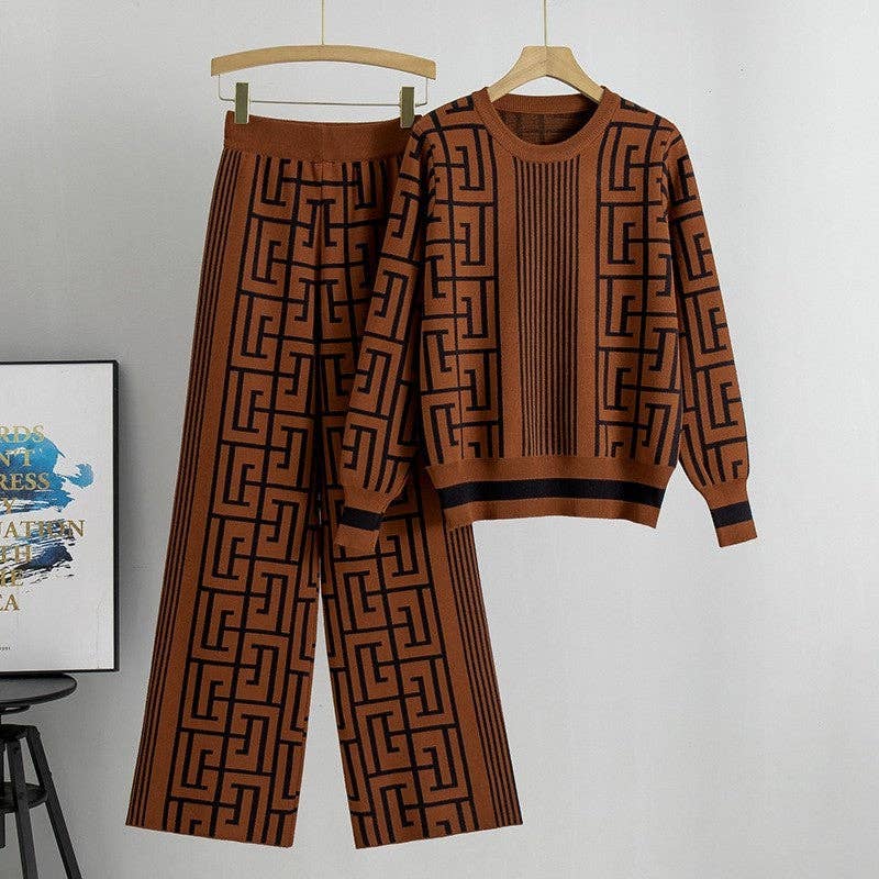 Knitted Sweater And Wide Leg Pants Set