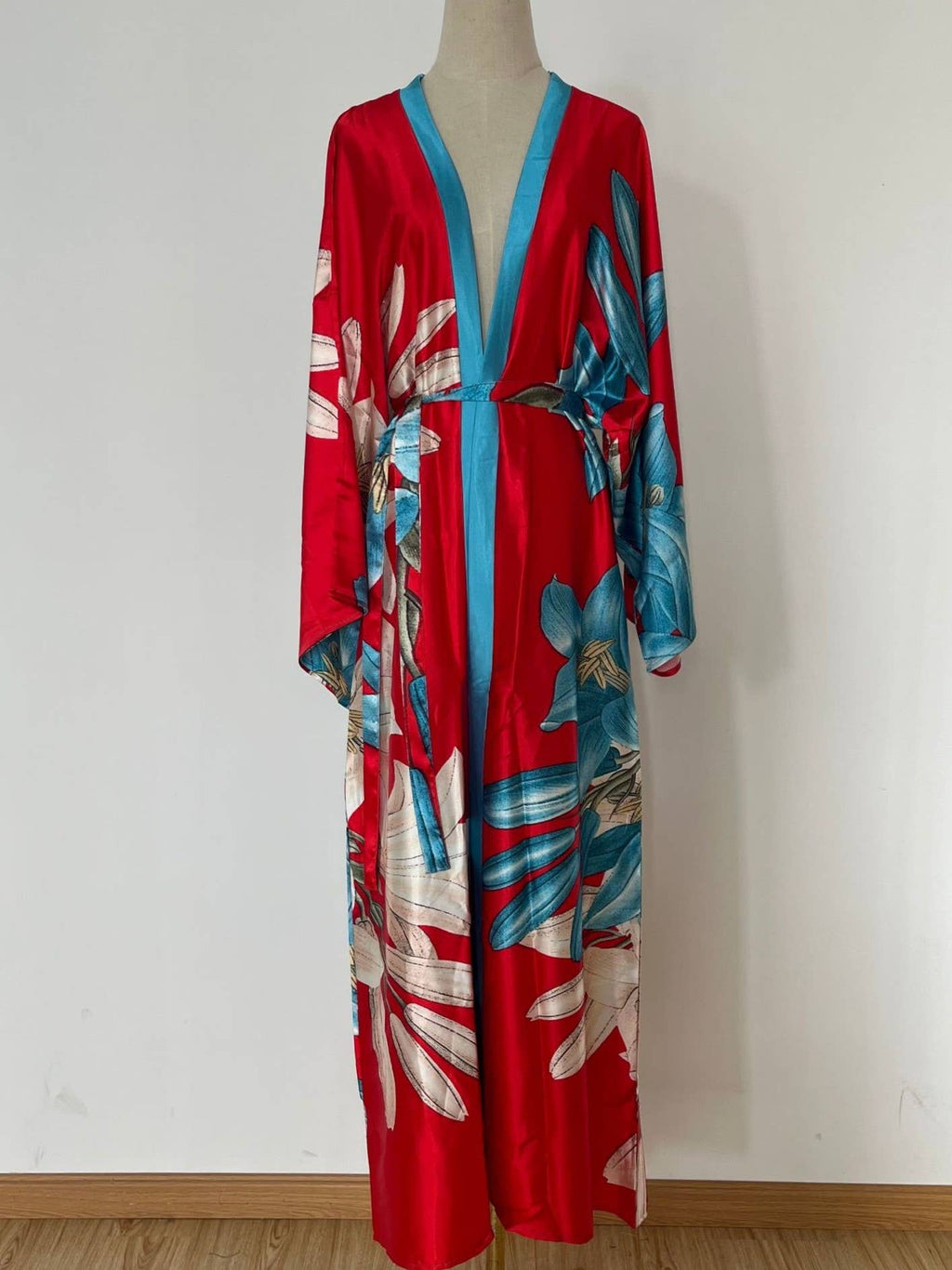 Satin Ethnic Multi Floral Printed Kimono 10 Colors
