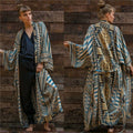 Longline Loose Fit Printed Cardigan With Tie Waist