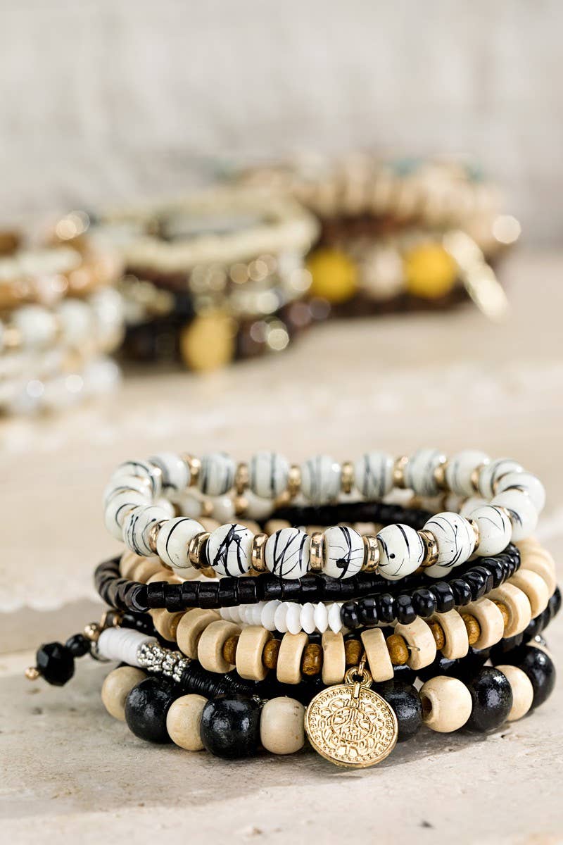 9 -in-1 Stylish Mixed Beads Bracelet Set