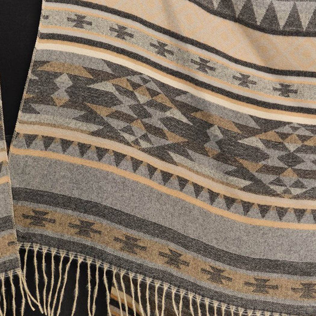 Aztec Pattern Fringe Ruana