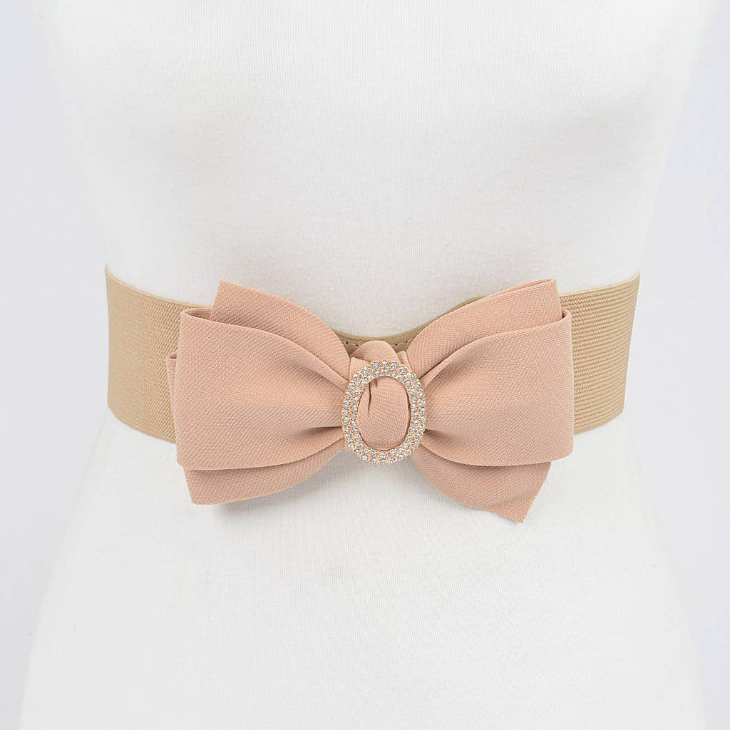 Rhinestone Bow Buckle Stretch Belt