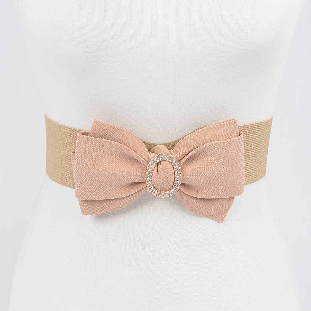 Rhinestone Bow Buckle Stretch Belt