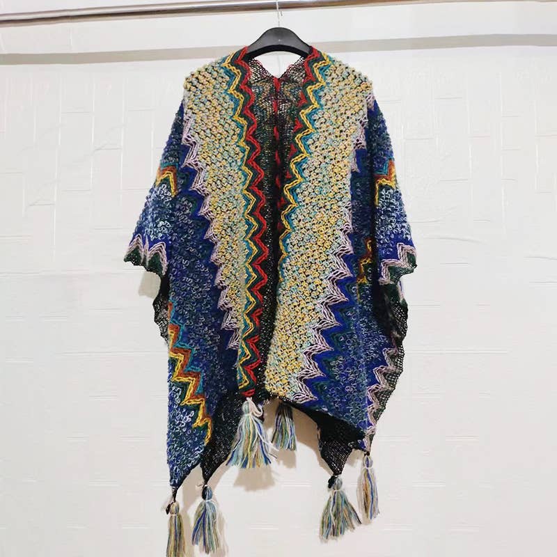 Western Colorful Pop stripe Crochet Cardigan kimono shawl