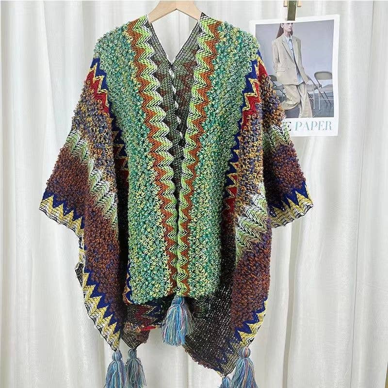 Western Colorful Pop stripe Crochet Cardigan kimono shawl