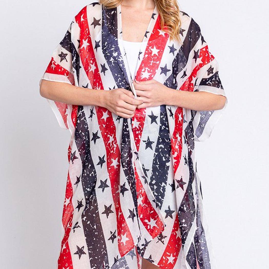 STRIPE AND STAR AMERICAN FLAG KIMONO
