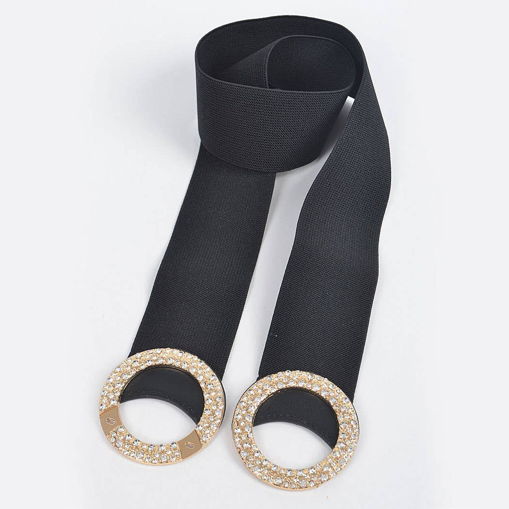 Rhinestone Buckle Plus Size Elastic Belt