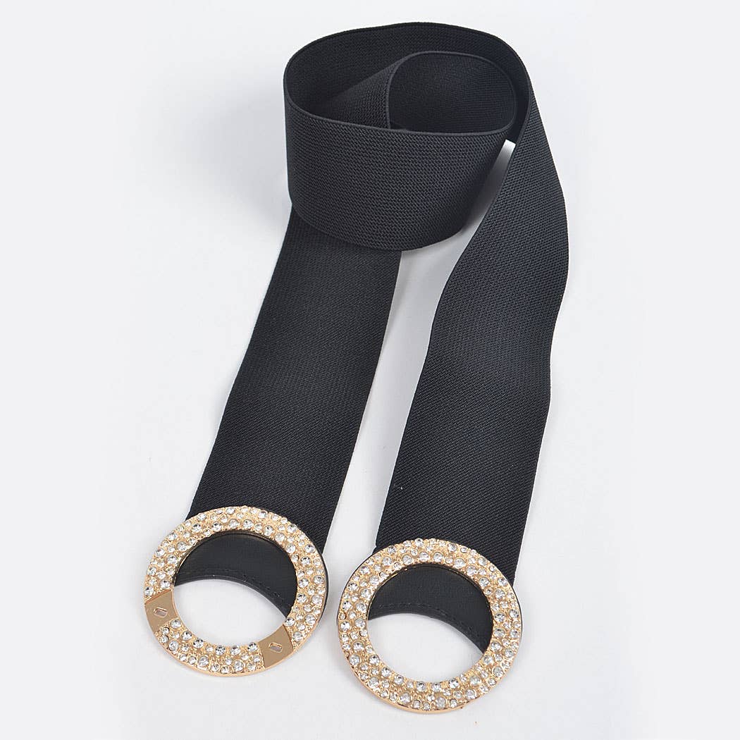 Rhinestone Buckle Plus Size Elastic Belt