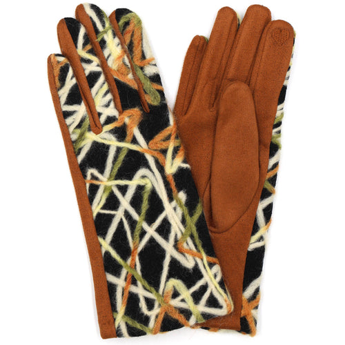Abstract Multi Color Embroidered Smart Gloves