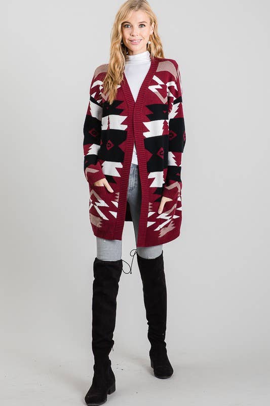 Aztec Tribal Print Cardigan - 5091ICD