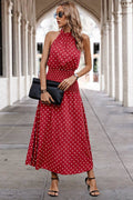 Halter Polka Dot Polka Dot Maxi Dress