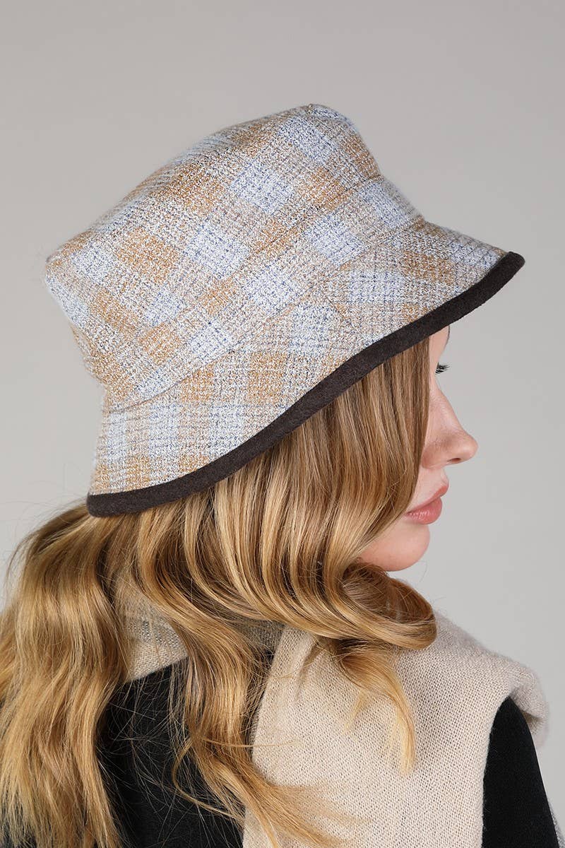 Reversible Plaid Print Bucket Hat