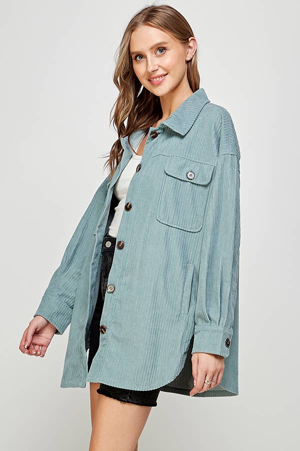 Corduroy Shacket with Pockets 5195XJK